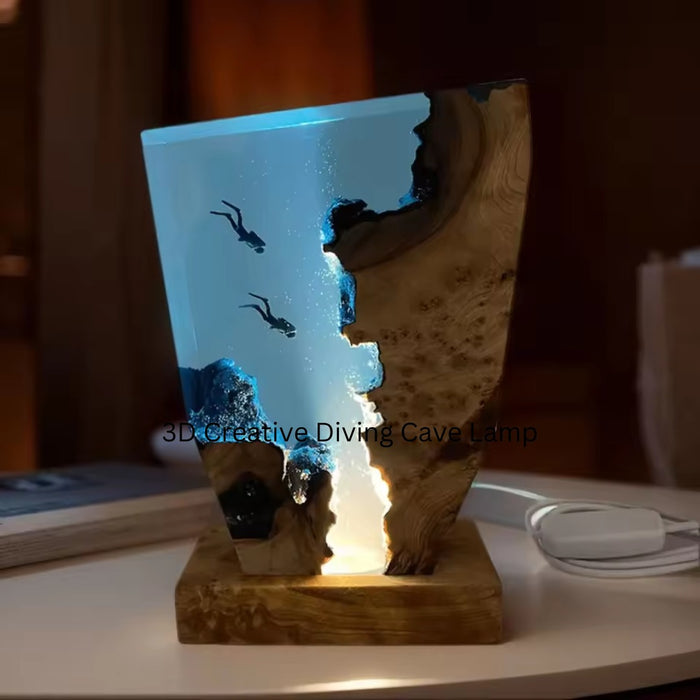 3D Creative Diving Cave Lamp – Resin Night Light for Home Decor