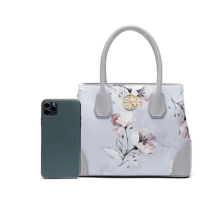 Floral Handbag with Detachable Strap