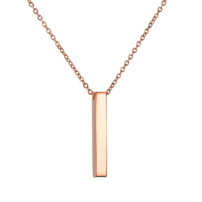 Stainless Steel Long Bar Cylinder Name Necklace – Customizable