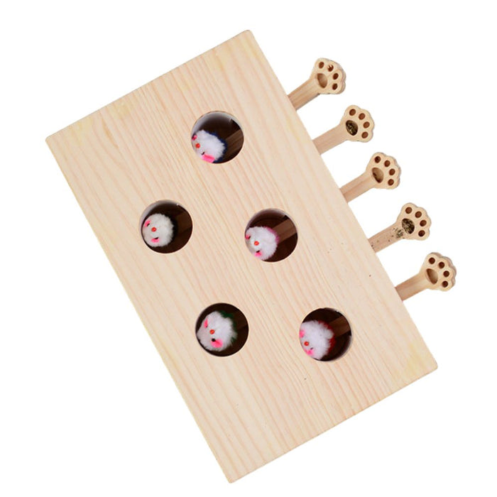 Interactive wooden cat puzzle toy