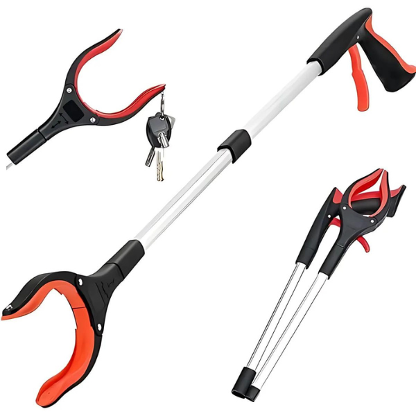 32" Foldable Grabber Reacher Tool for Elderly with 360° Magnetic Swivel Clip