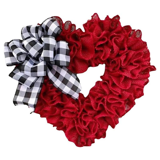 Heart wreath with plaid bow styled for seasonal decor