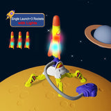 Outdoor foam rocket toy launch set with rockets and stomp pad