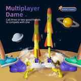 Outdoor foam rocket toy launch set with rockets and stomp pad