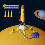 Outdoor foam rocket toy launch set with rockets and stomp pad