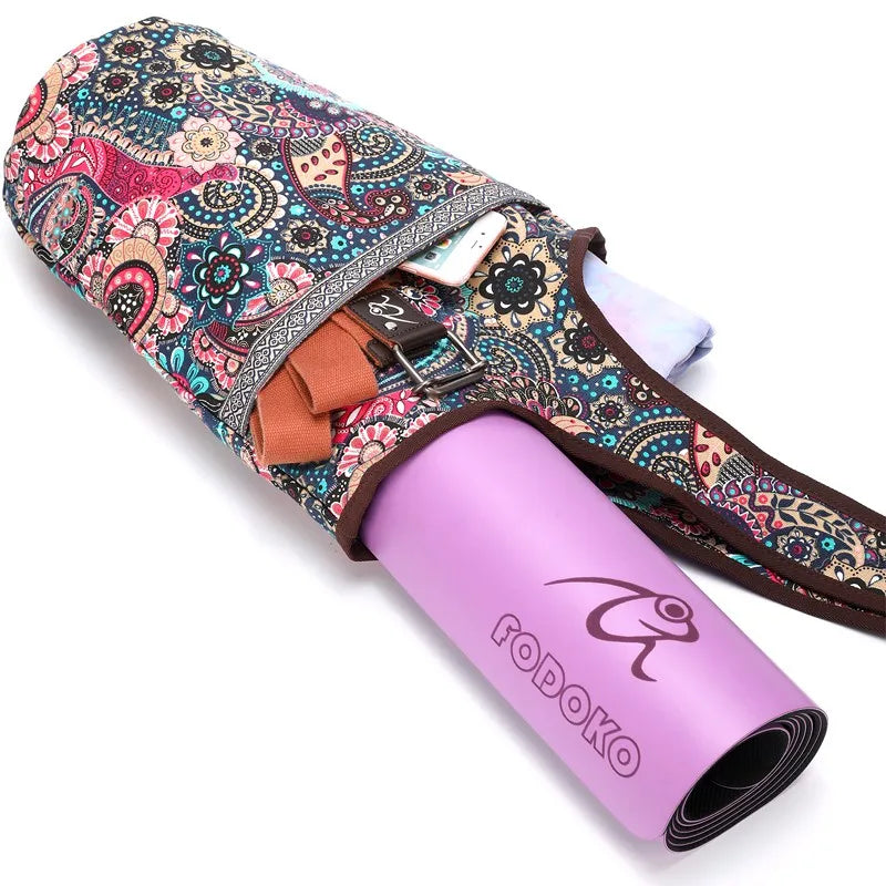 Yoga mat bag with pockets