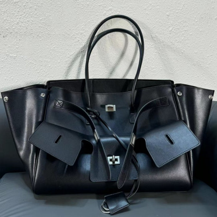 Luxe Genuine Leather Motorcycle Tote Bag for Women